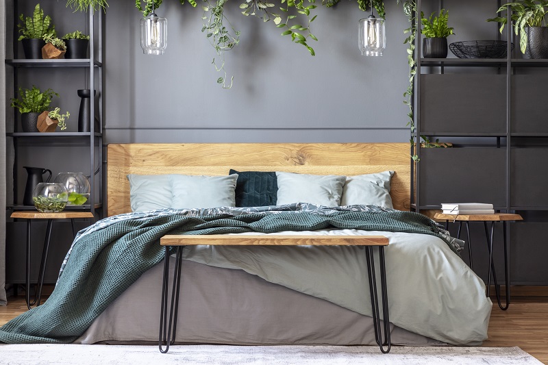 Dark bedroom with fireplace portal 27